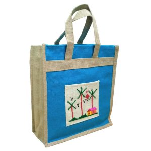 Jute Shopping Bag Blue